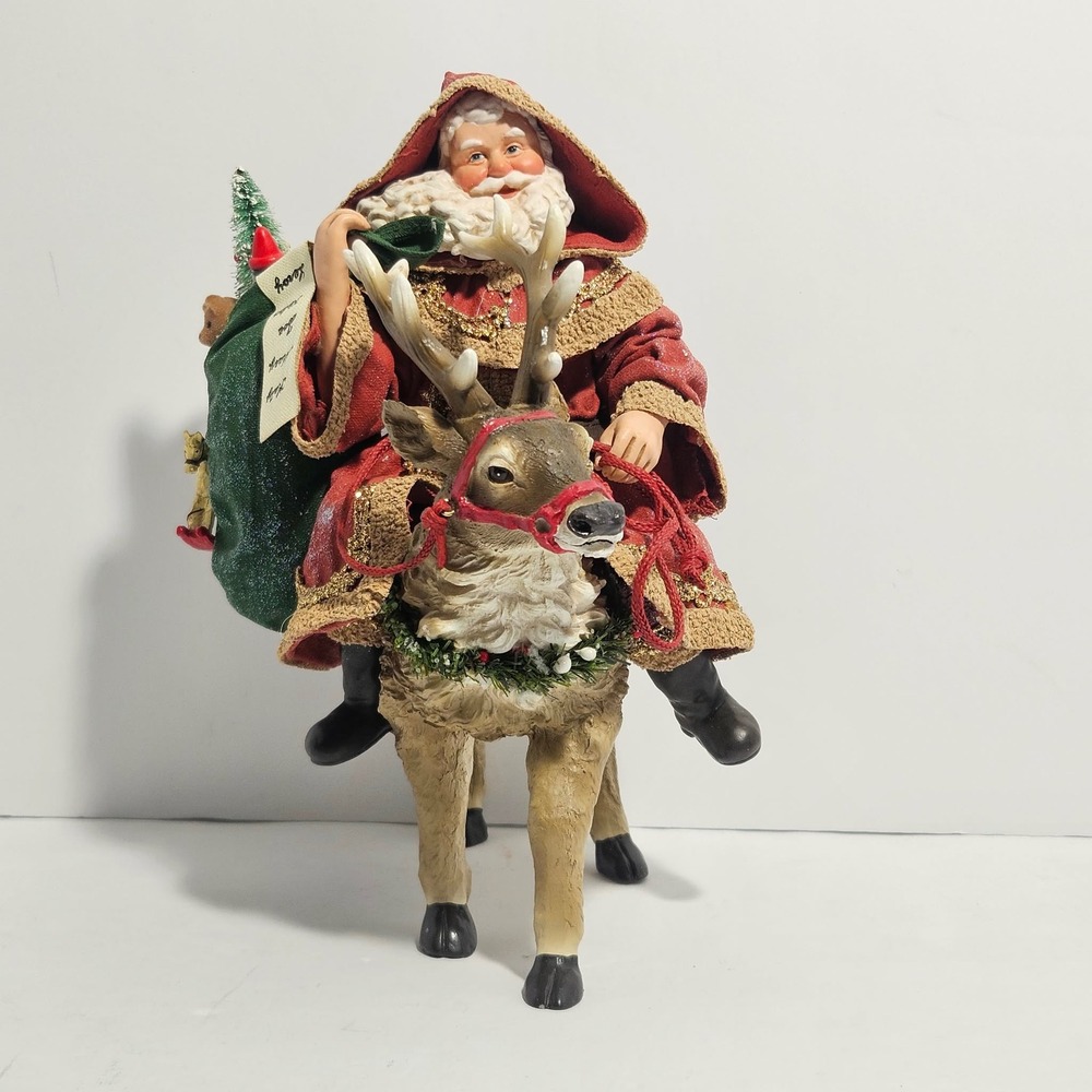 Kurt S Adler KSA Collectibles Yesteryear Santa on Deer Figurine W5824 Holiday